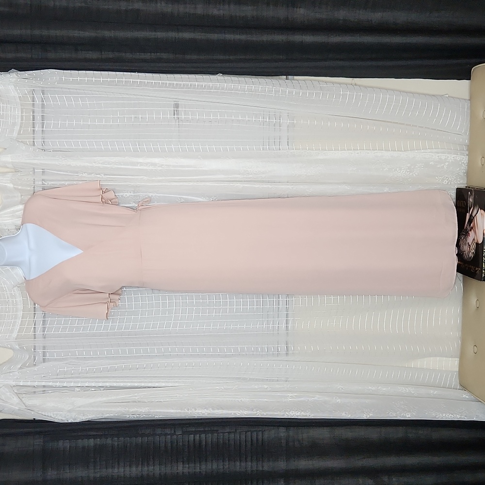 NWT Show Me Your Mumu Noelle Flutter Wrap Dress Dusty Blush Crisp Plus Size 2X